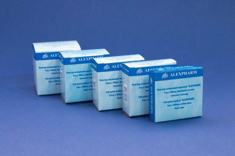 Пластир котушковий медичний "ALEXPHARM", 2см х 500cм, бавовняна основа, білого кольору